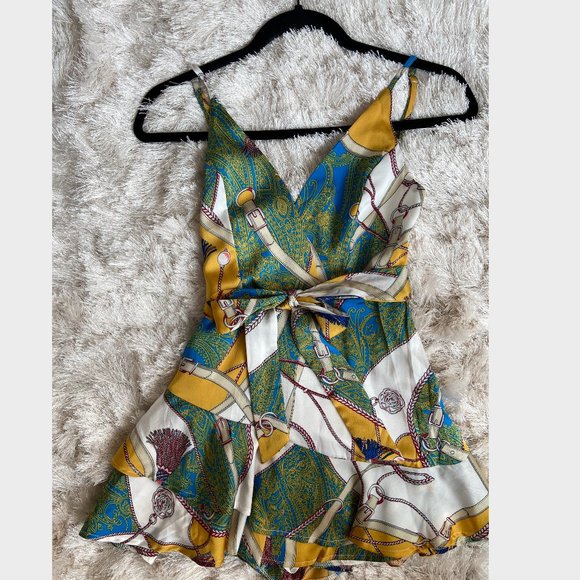 Luxel Silk Tie Romper - Picture 1 of 2